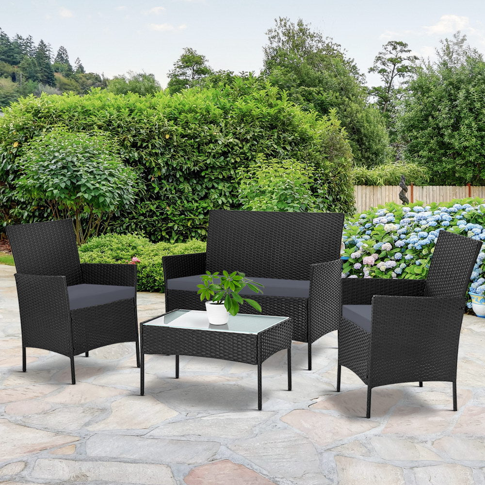 wicker patio set with storage