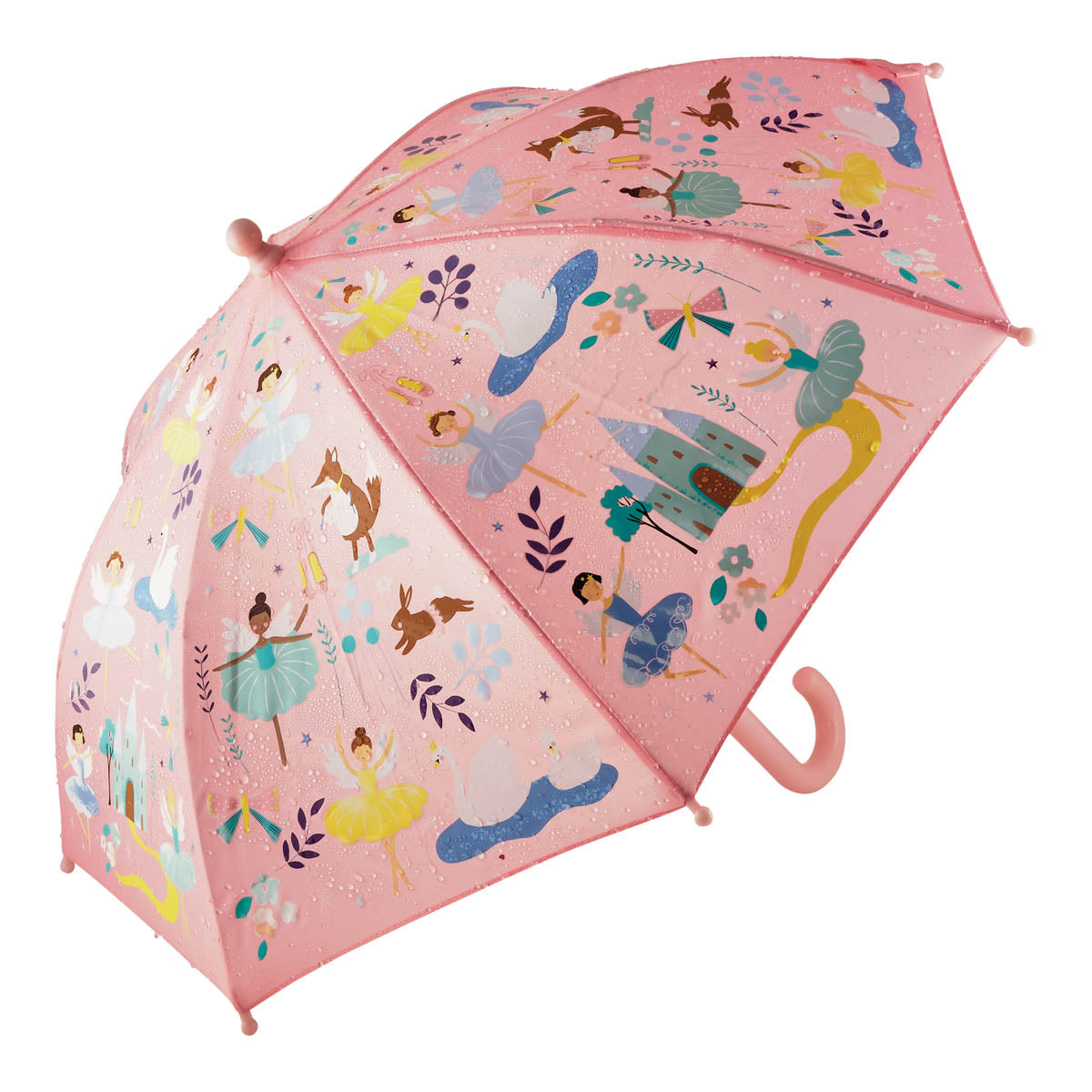 Umbrella for Kids Cute Print Color Changing Umbrella Anti-UV Windproof Waterproof Umbrella for Outdoor Use（Butterfly Pink） 