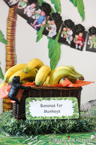 jungle safari birthday party food ideas bananas table decor