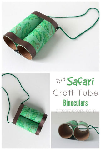 jungle safari birthday party gift box party ideas DIY toilet paper roll binoculars