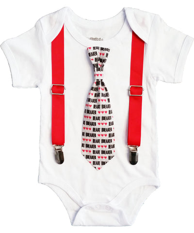 baby boy valentines outfit heartbreaker tie and suspenders first valentines day