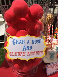 clown noses circus carnival theme party first birthday