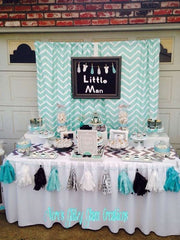 grey and aqua little man first birthday party decorations supplies ideas