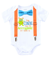 mini monster first birthday outfit shirt baby boy orange blue lime
