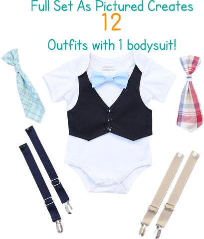 baby boy clothes build a bodysuit interchangeable snap bow ties noah's boytique