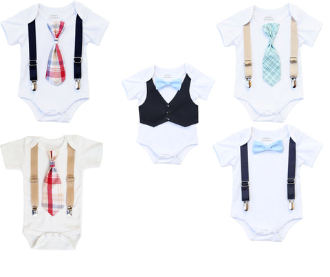 baby boy outfits clothes bow tie onesie noah's boytique snap on interchangeable ties bow ties