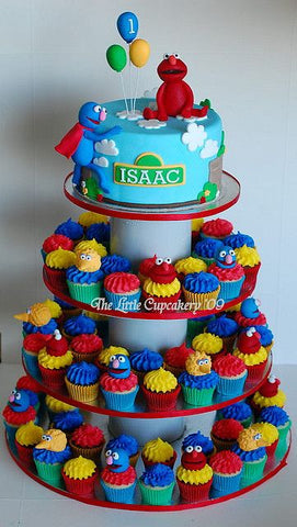 sesame street first birthday cake cupcakes dessert table