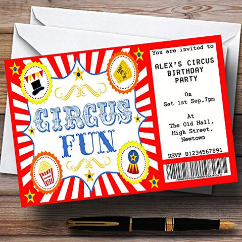 circus birthday party invitation personalized big top tent