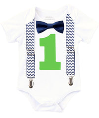 navy and lime first birthday outfit shirt baby boy