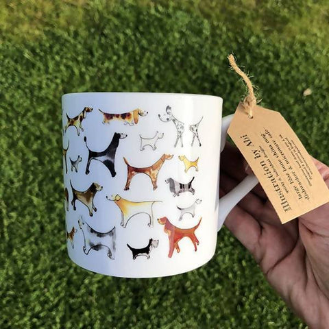 Mug featuring various dog breeds