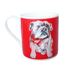 Bulldog red china mug