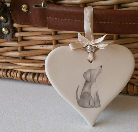 Dog themed ceramic hearts