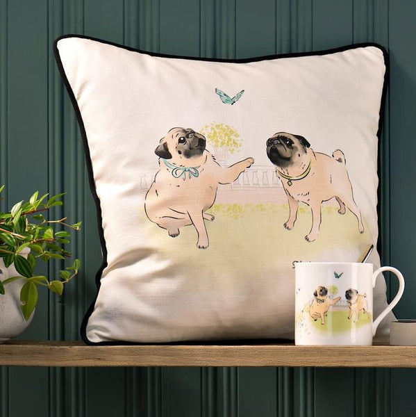 Playful pug cushion