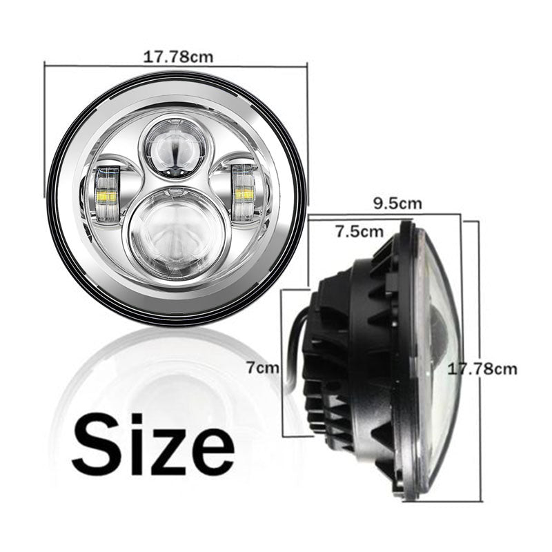 Silver Jeep wrangler JK LED Headlights 7 Inch Size