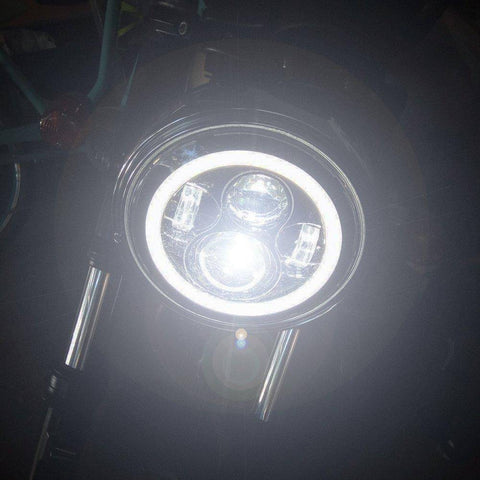 Harley 7 Inch LED Headlights with White Halo and Turn Signal Lights + 4.5 Inch LED Halo Fog Lights
