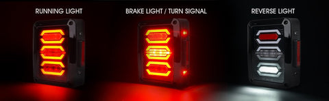 Jeep JK LED Tail Lights lighting modes