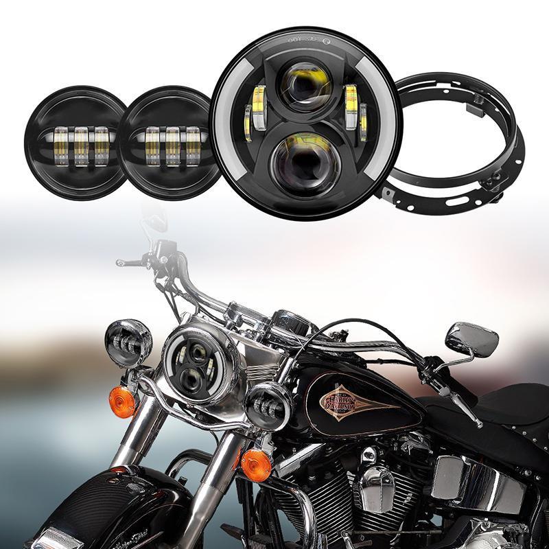 7" LED Hi-Lo TP Headlight Passing Lights For Harley Davidson Touring Road King