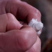 Fraying the cotton on an Easy Spark Tinder