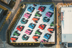 Aerial View of Ben Eine's "CREATE" Artwork in East London, UK