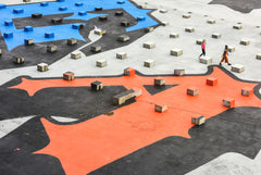 People Walking Through Ben Eine "CREATE" Artwork Shows Massive Scale of Project