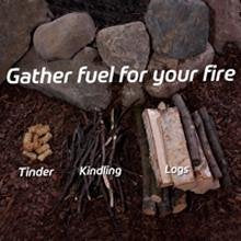 Gather fuel for your fire - Tinder, Kindling, Logs