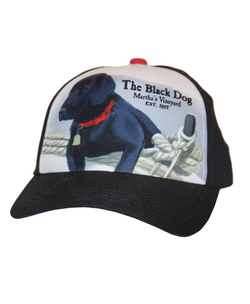 black dog baseball cap
