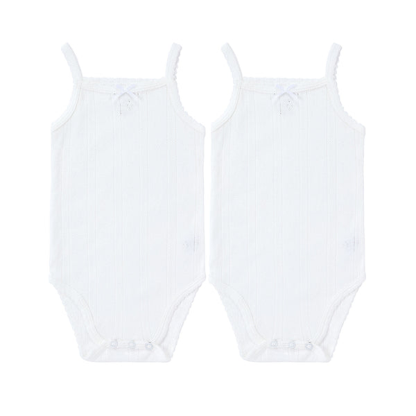 Baby Pointelle Ivory 2pk Bodysuits with Bow