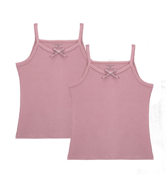 Girls 2pc Ribbed Tanks with Bow Muave