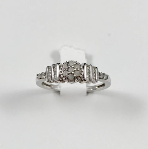 White Diamond Sterling Silver Ring (Size 7)