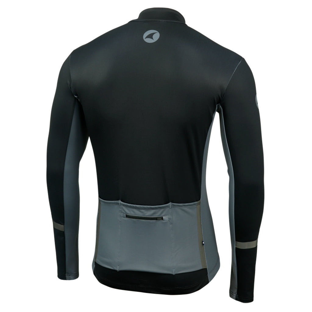 Men's Long Sleeve Thermal Cycling Jersey - Alpine Back View #color_black