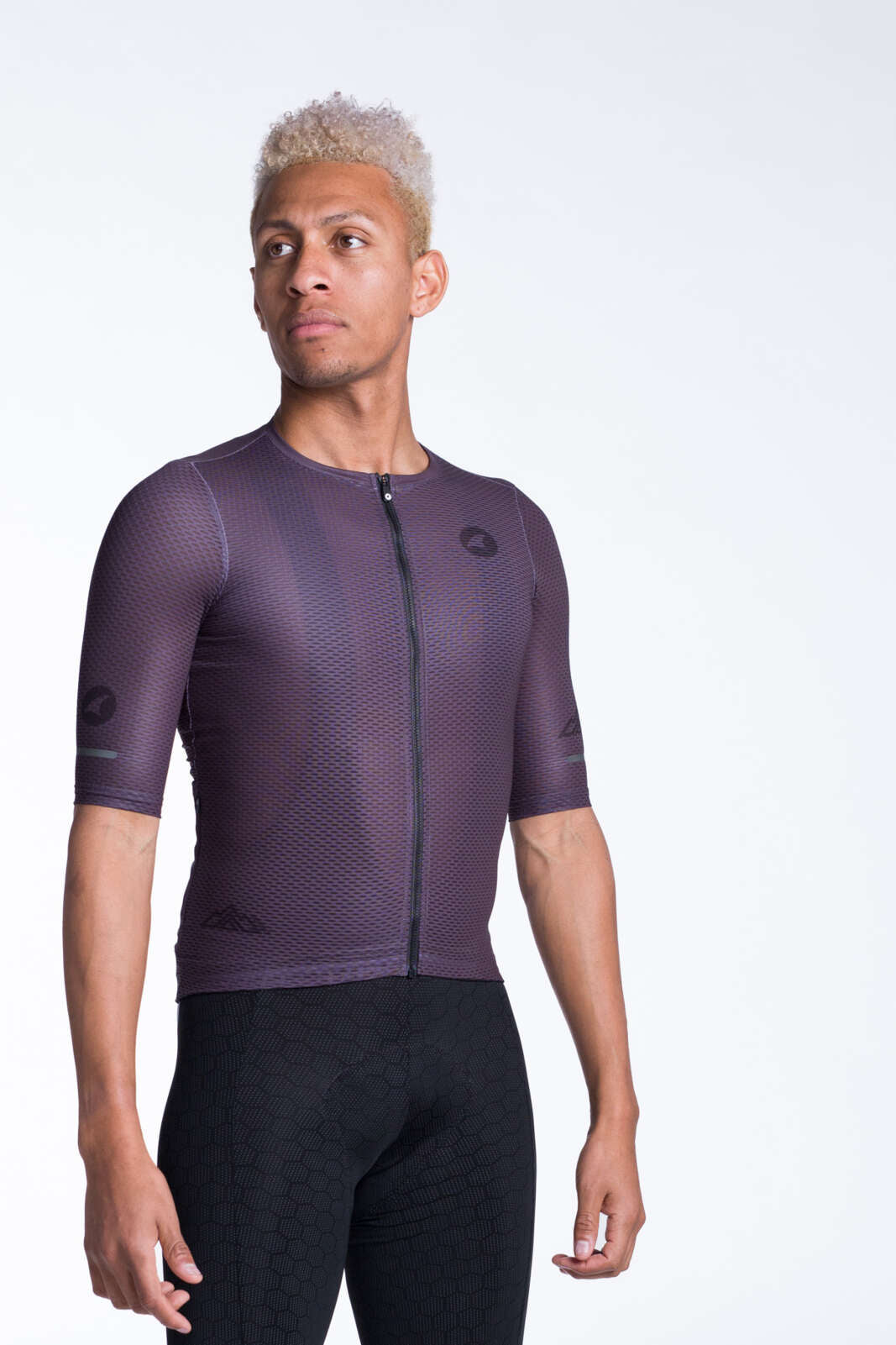 Men's Charcoal Aero Mesh Cycling Jersey - Front View