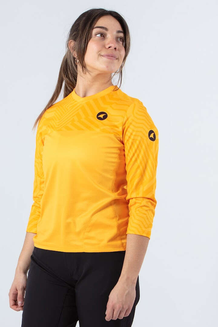 Women's Orange Mountain Bike Jersey - Terrain Front View