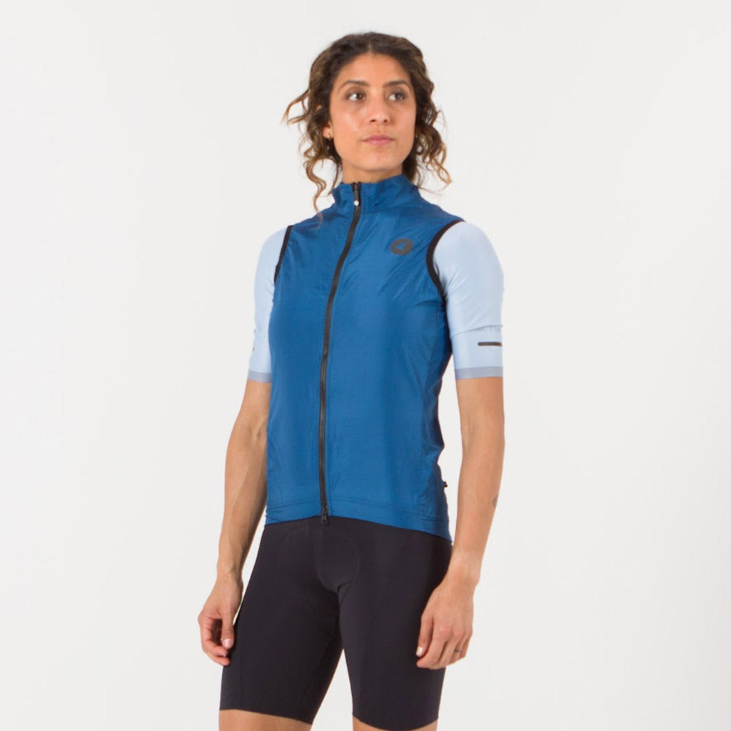 Women's Packable Cycling Wind Vest Front View #color_navy