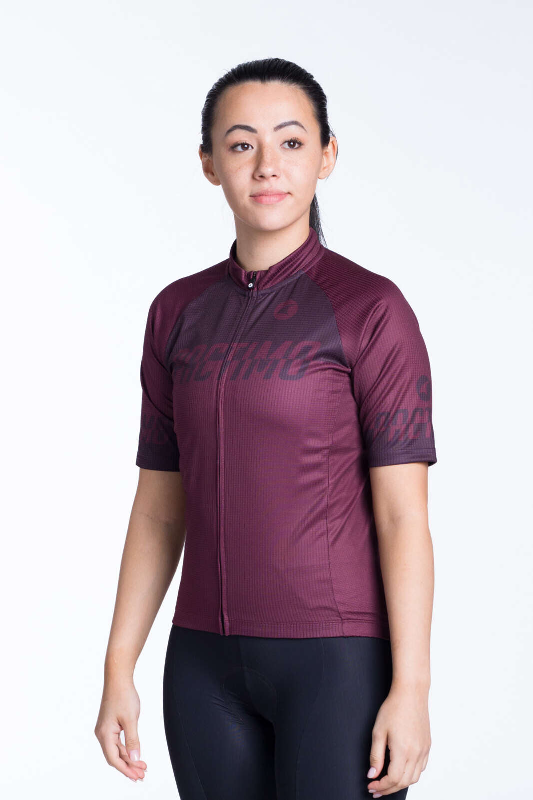 Women's Burgundy Loose Fit Cycling Jersey - Front View
