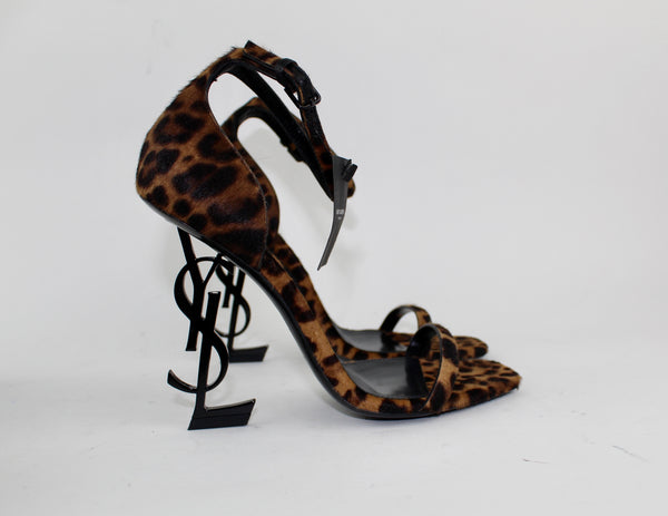 opyum leopard calf hair sandals