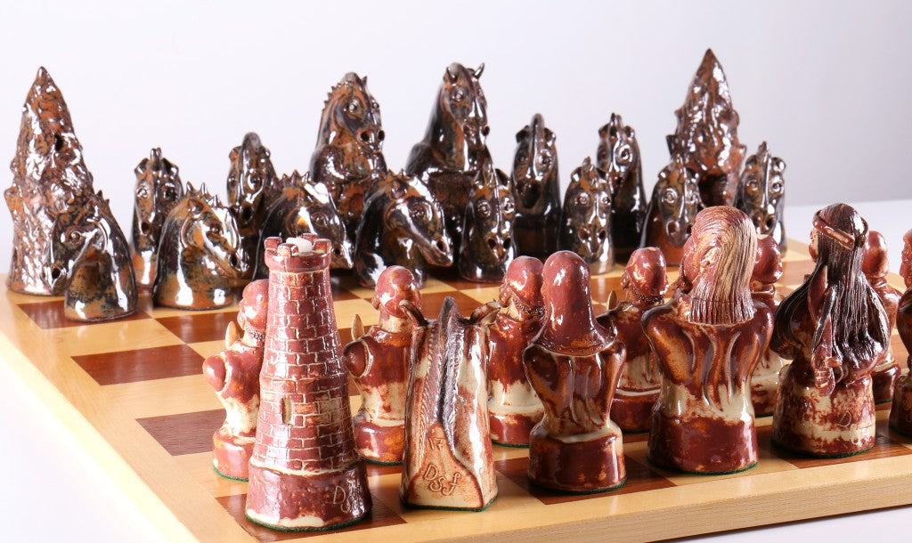 medieval chess pieces fighting with swords, hd, art