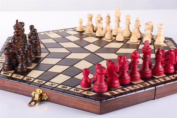 3 Player Medium Wood Chess Set Chess House
