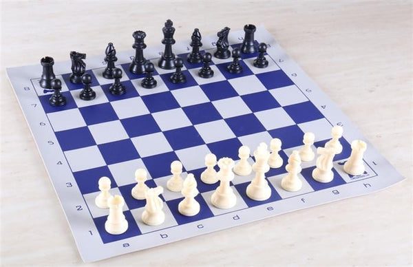 Triple Weighted Chess Set Purple & Yellow Chess Pieces & 20" Purple Vinyl Board 