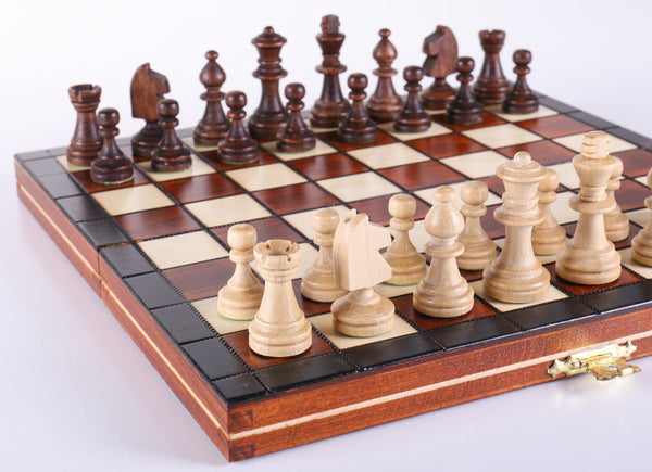 HJSW Wooden Chess Set Size : 46.8x46.8cm Magnetic Folding Travel Board Game for Storage and Tournament Weighted Chess Pieces Portable Full Game for Unique Kids Adults Beginner Gifts