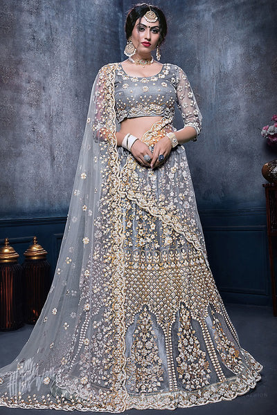 grey bridal lehenga