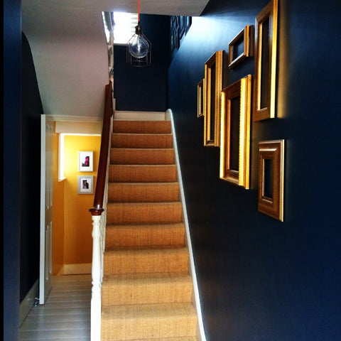 Hallway in Hague Blue and Cherished Gold