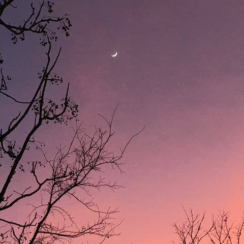 moon pink sky crescent
