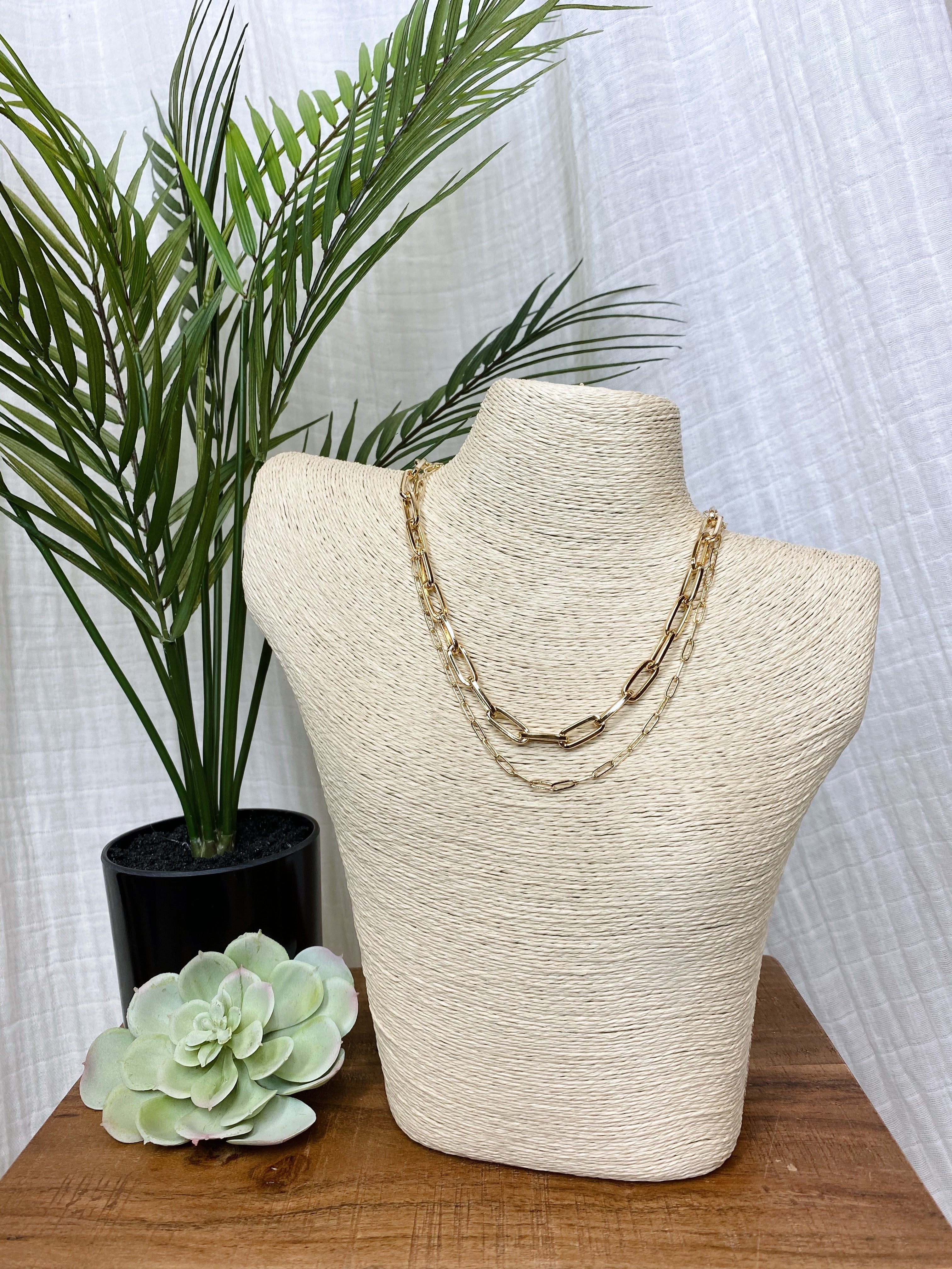 Double Gold Chain Necklace