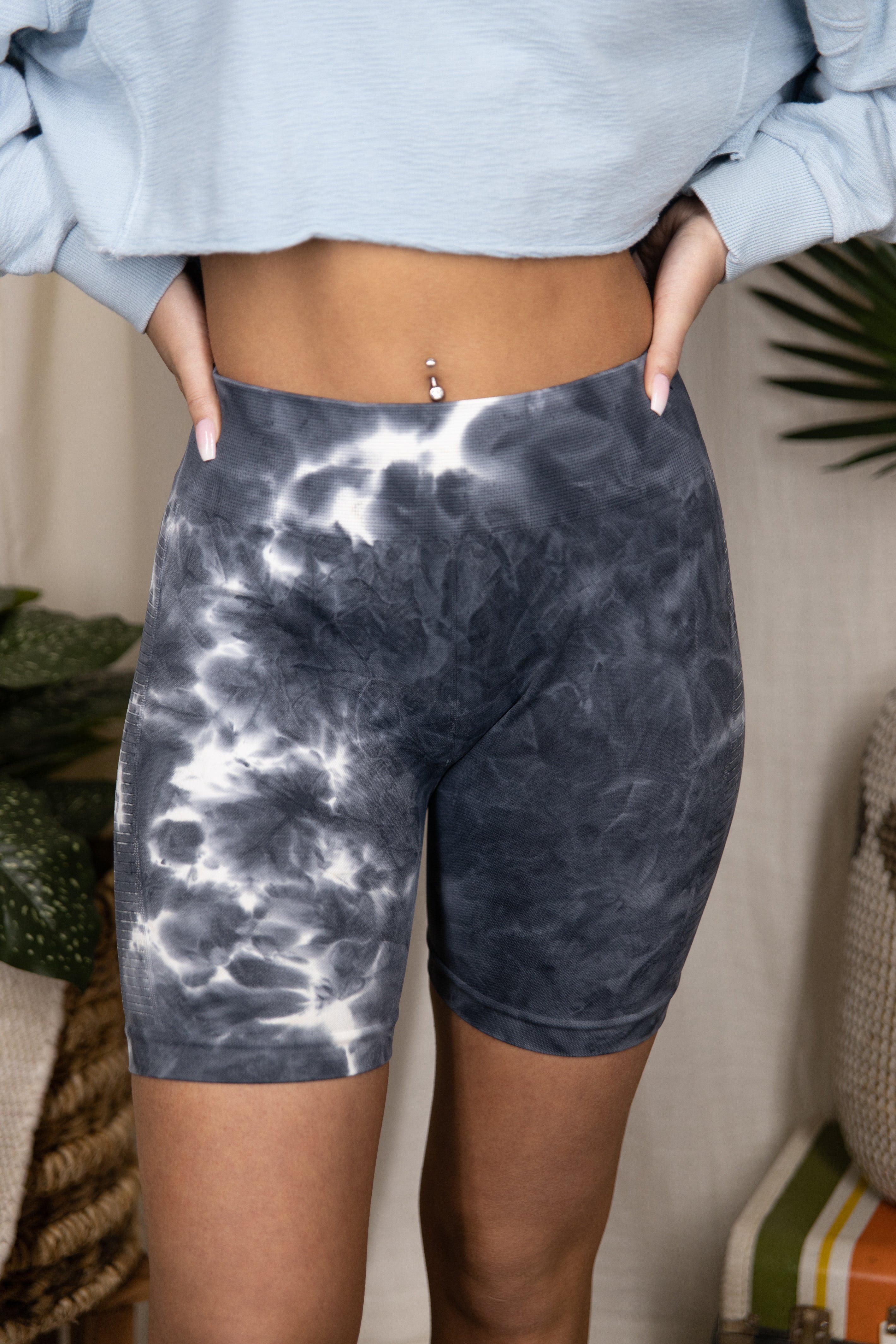 Style Update Tie Dye Biker Shorts: Ink Blue