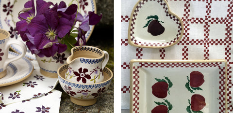 Clematis and Apple Pattern Nicholas Mosse Pottery handcrafted spongeware