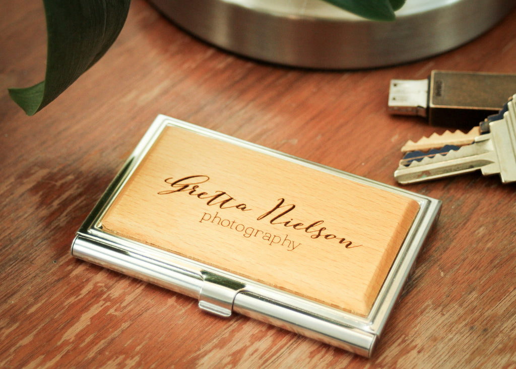 engraved business card holder