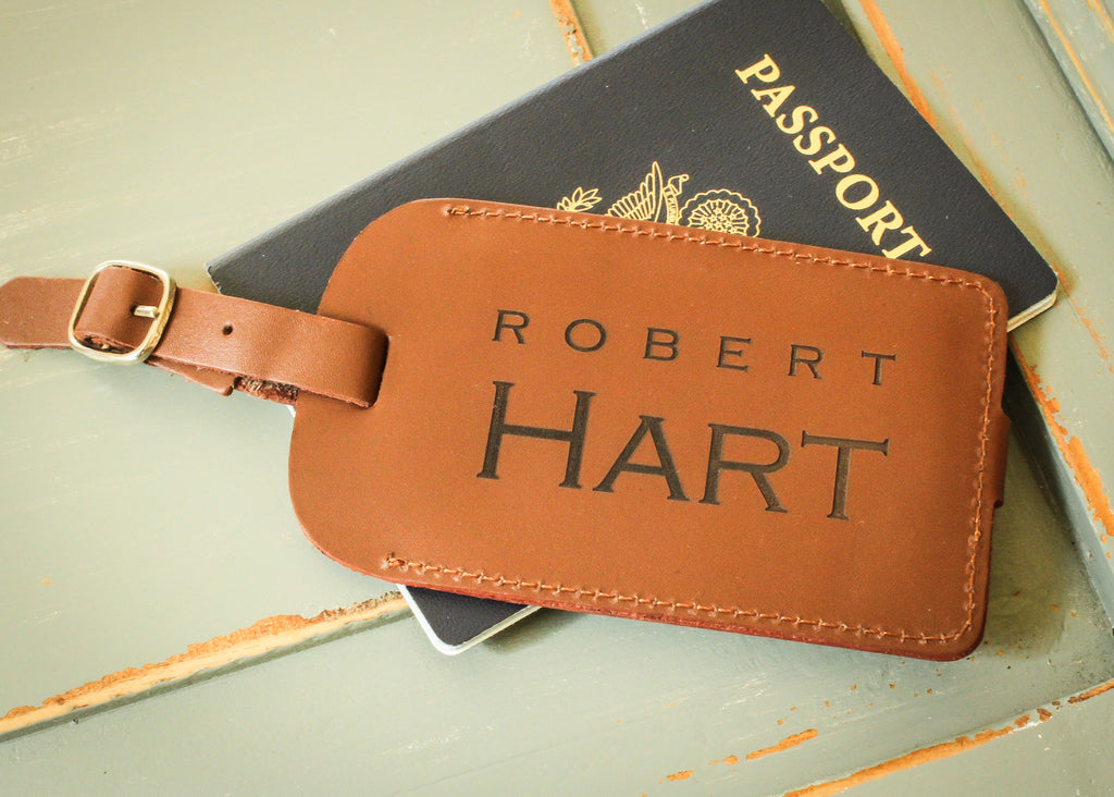 personalized leather luggage tag