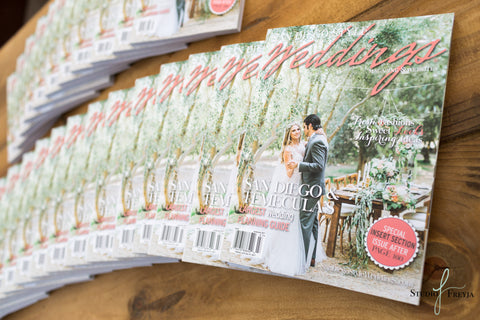 Wedding magazines on table