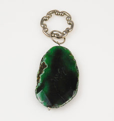 Green Agate Geode Slice Pendant