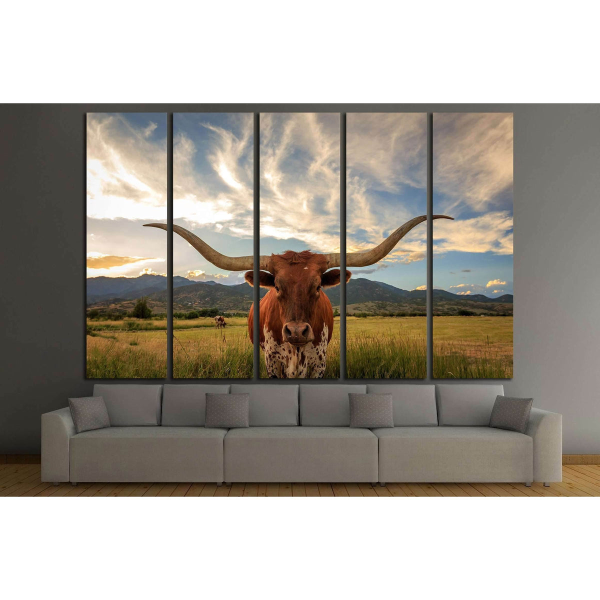 longhorn texas canvas steer usa rural 2364 utah zellart prints cow framed